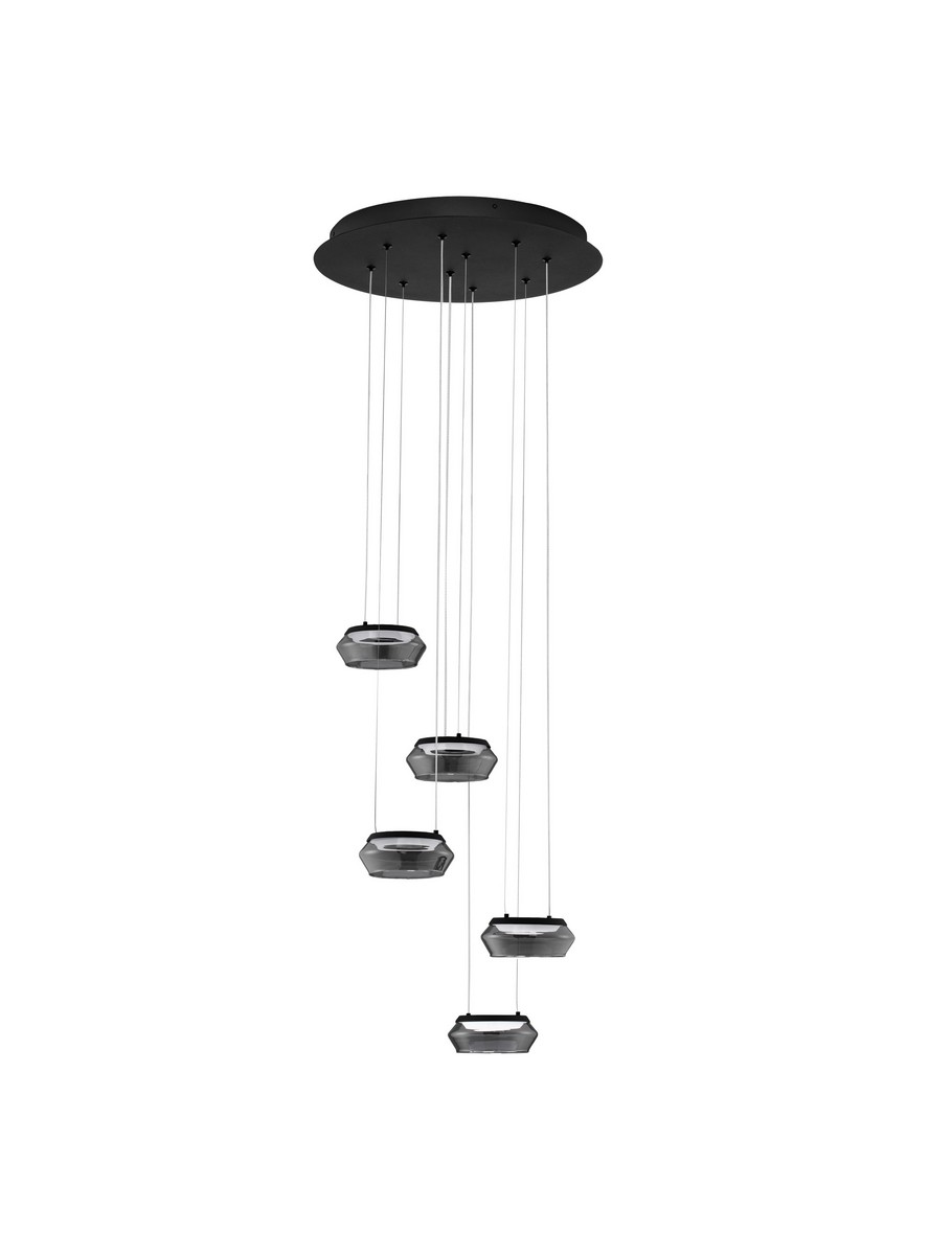 Luces Exclusivas OVANIRA Lampa Wisząca ø 45cm LED 40W 1600lm 3000K aluminium/szkło czarny LE45196