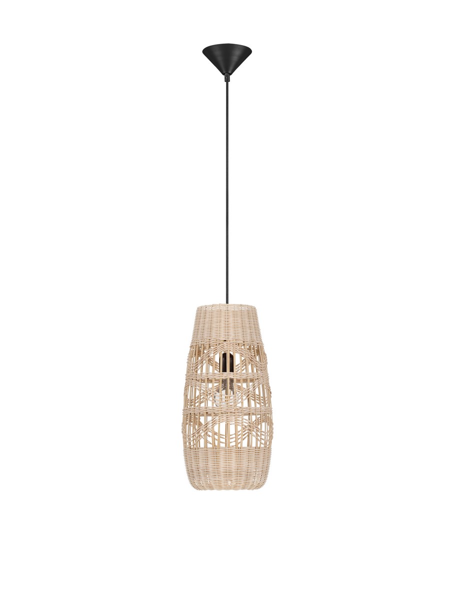 Luces Exclusivas GELVIRA Lampa Wisząca ø 12cm E27 ratan/bambus/stal drewno jasne i ciemne LE45378