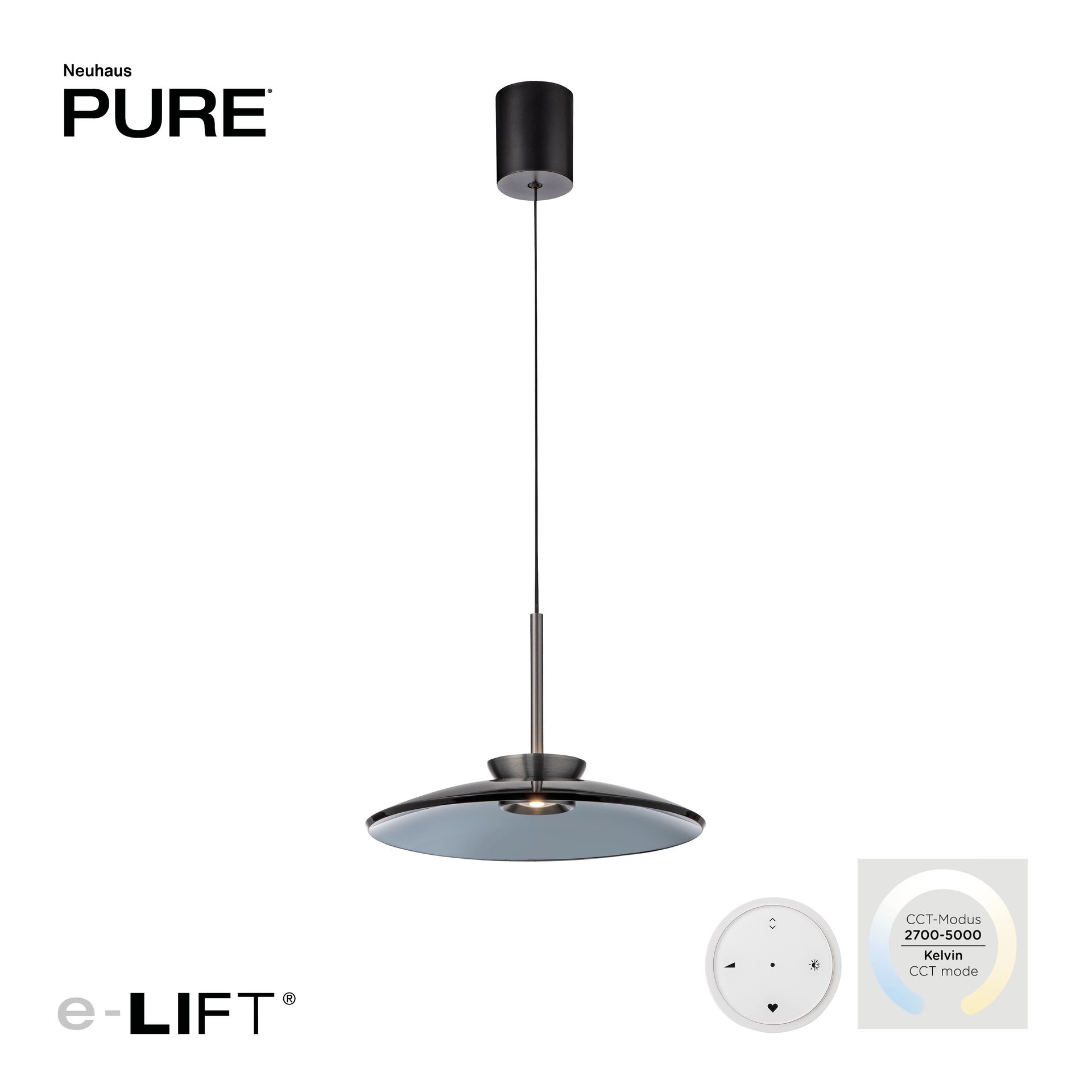 Paul Neuhaus Pure E-Moon Lampa Wisząca Szara 2195-15