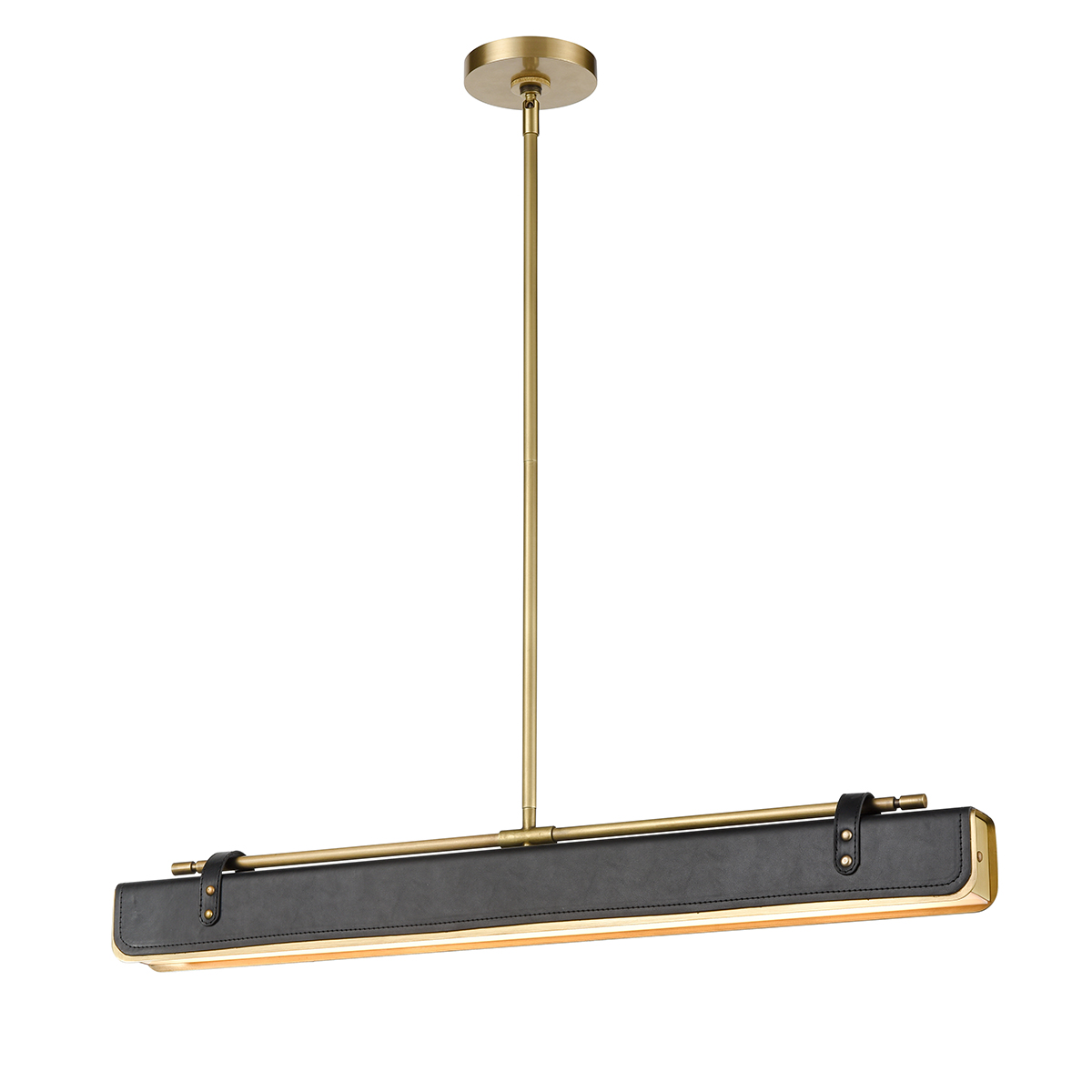 Quintiesse Lampa wyspowa LED Valise Vintage mosiądz, skóra smokingowa Elstead Lighting QN-VALISE-LP80-VBS-TL