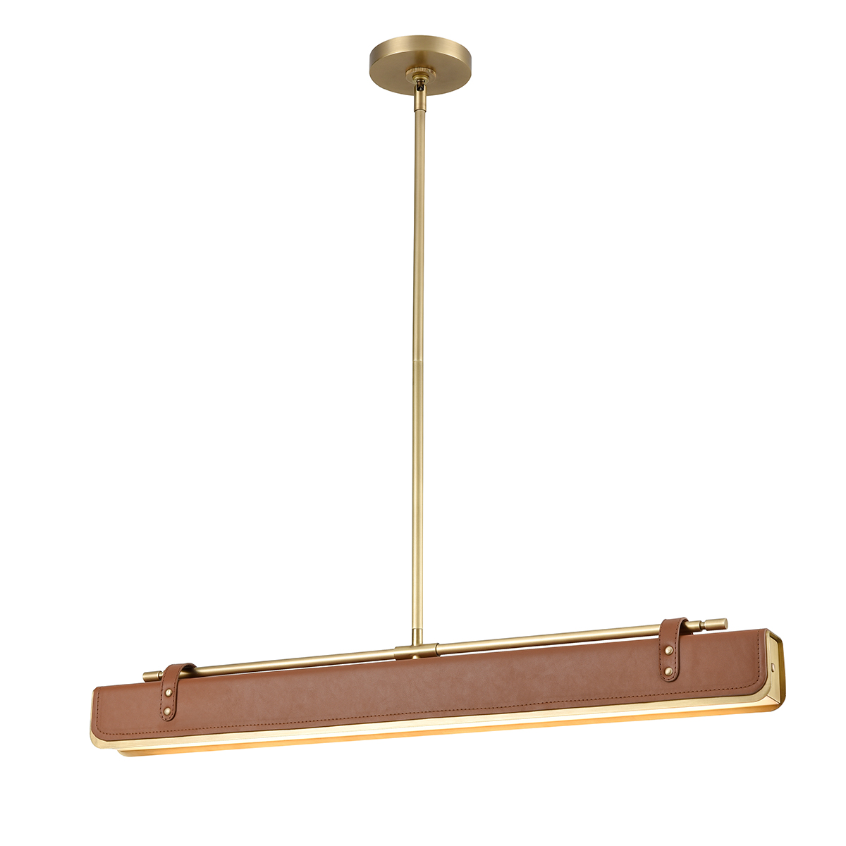 Quintiesse Lampa wyspowa LED Valise Vintage mosiądz, skóra koniakowa Elstead Lighting QN-VALISE-LP80-VBS-CL