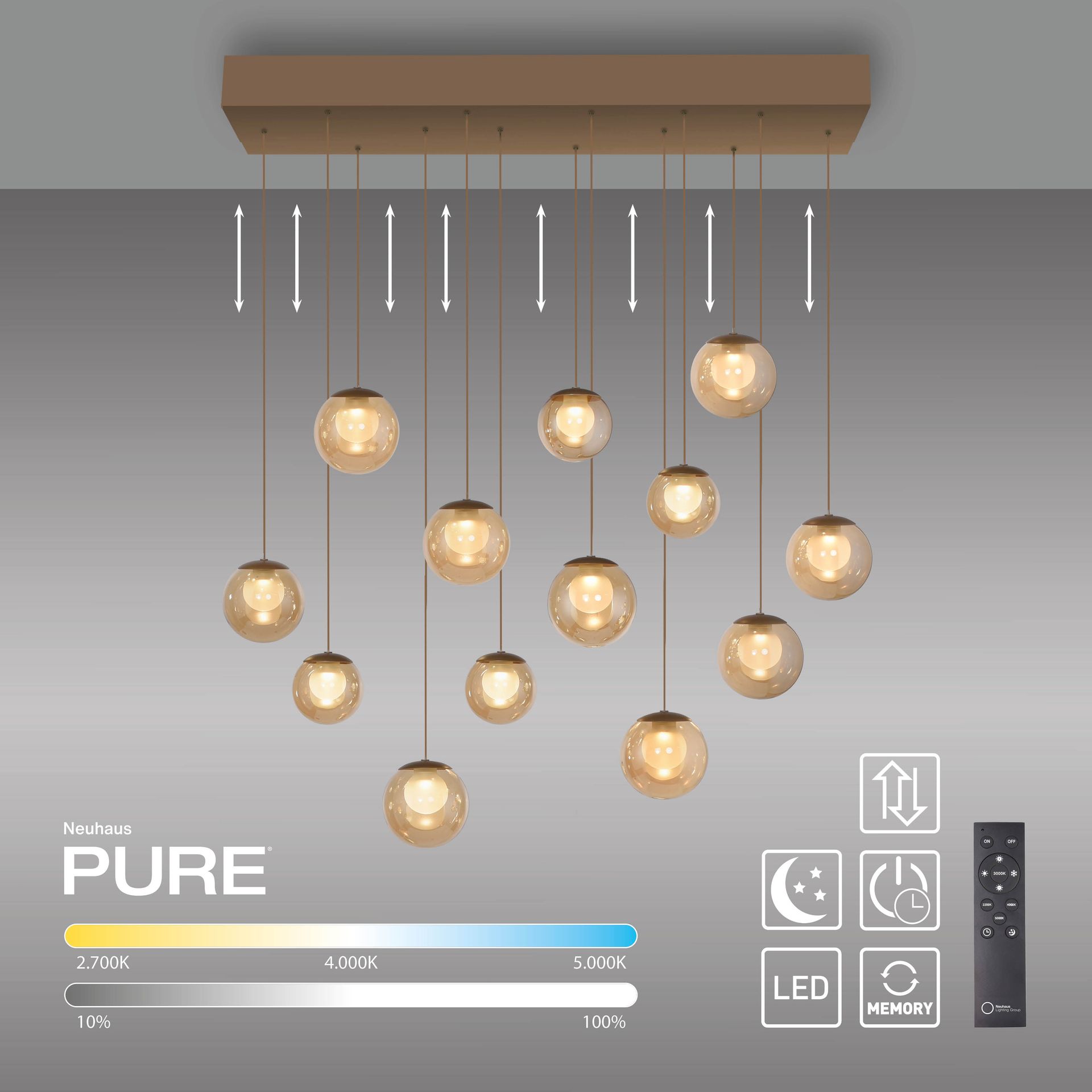 Paul Neuhaus Pure Popup Lampa Wisząca Brązowa 2590-97