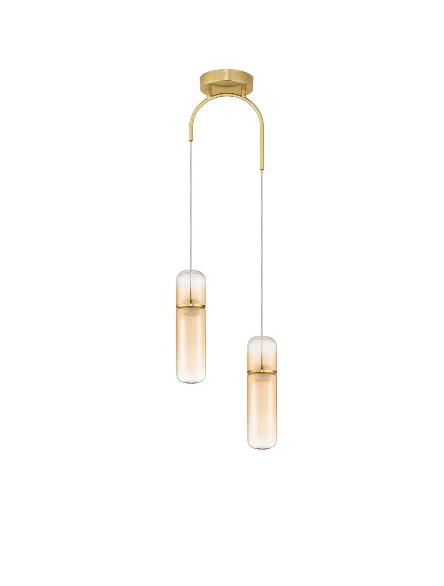 Luces Exclusivas REBALVO Lampa Wisząca ø 28cm LED 14W 980lm 3000K metal/szkło złoty i odcienie złota LE45199