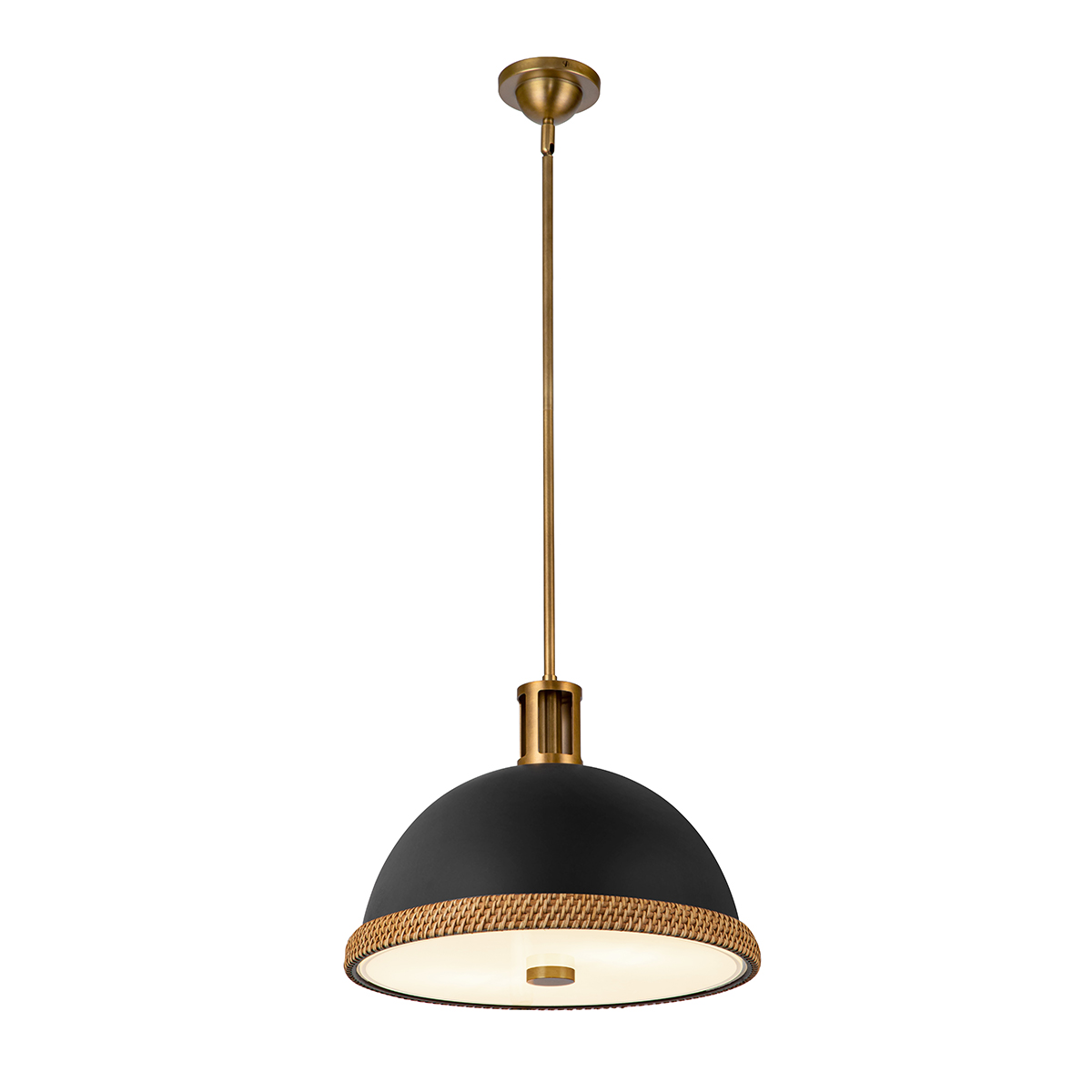 Quintiesse Lampa wisząca Doral 2 źródła światła Matowa czerń, vintage mosiądz Elstead Lighting QN-DORAL-P-M-BK