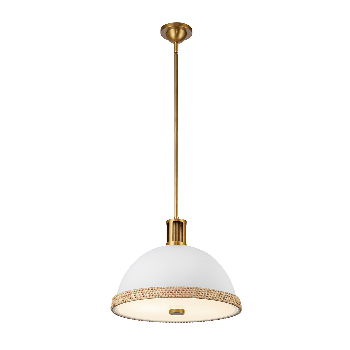 Quintiesse Lampa wisząca Doral 2 źródła światła Matowa biel, vintage mosiądz Elstead Lighting QN-DORAL-P-M-WHT
