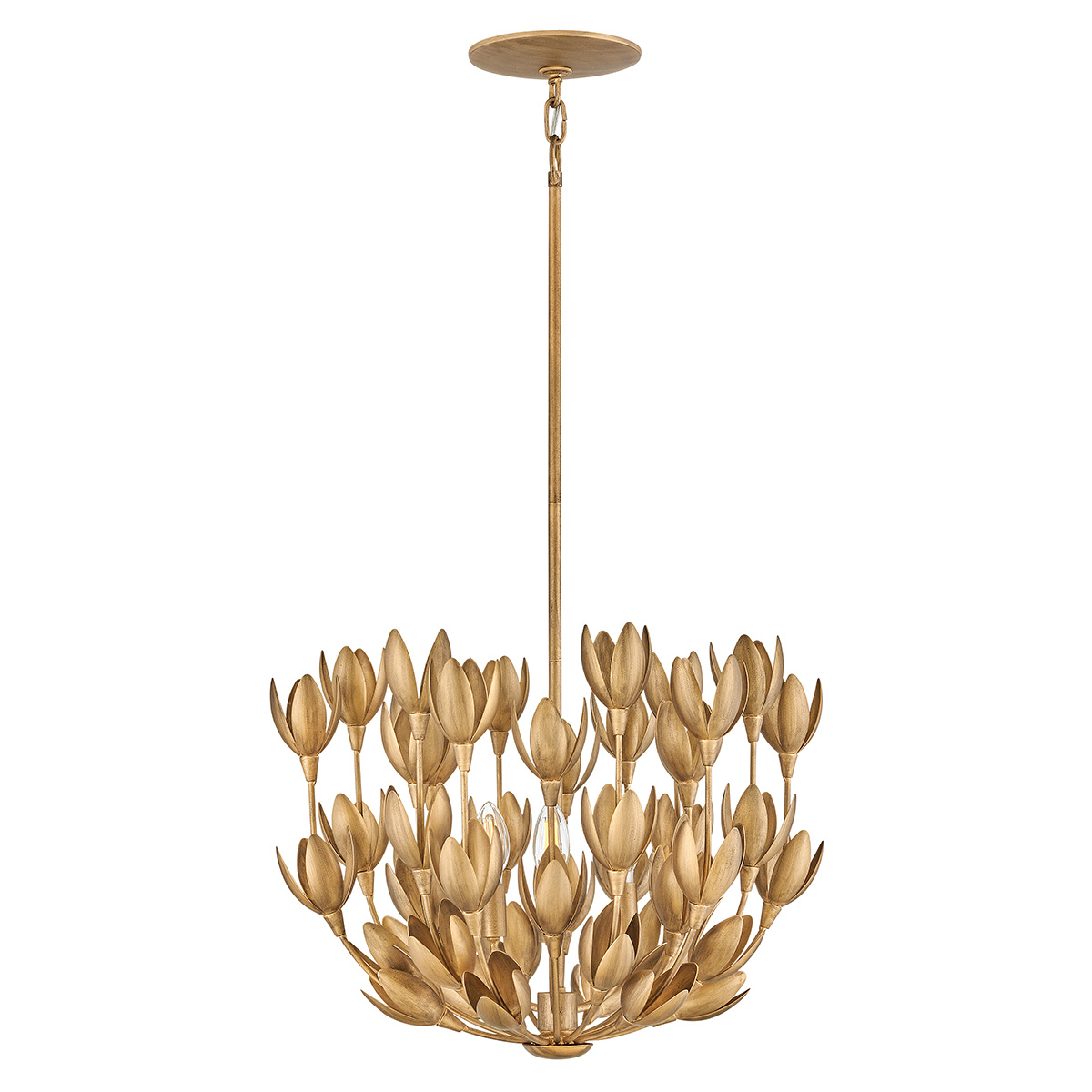 Quintiesse Lampa wisząca Flora 3 źródła światła Oksydowane złoto Elstead Lighting QN-FLORA3-GD
