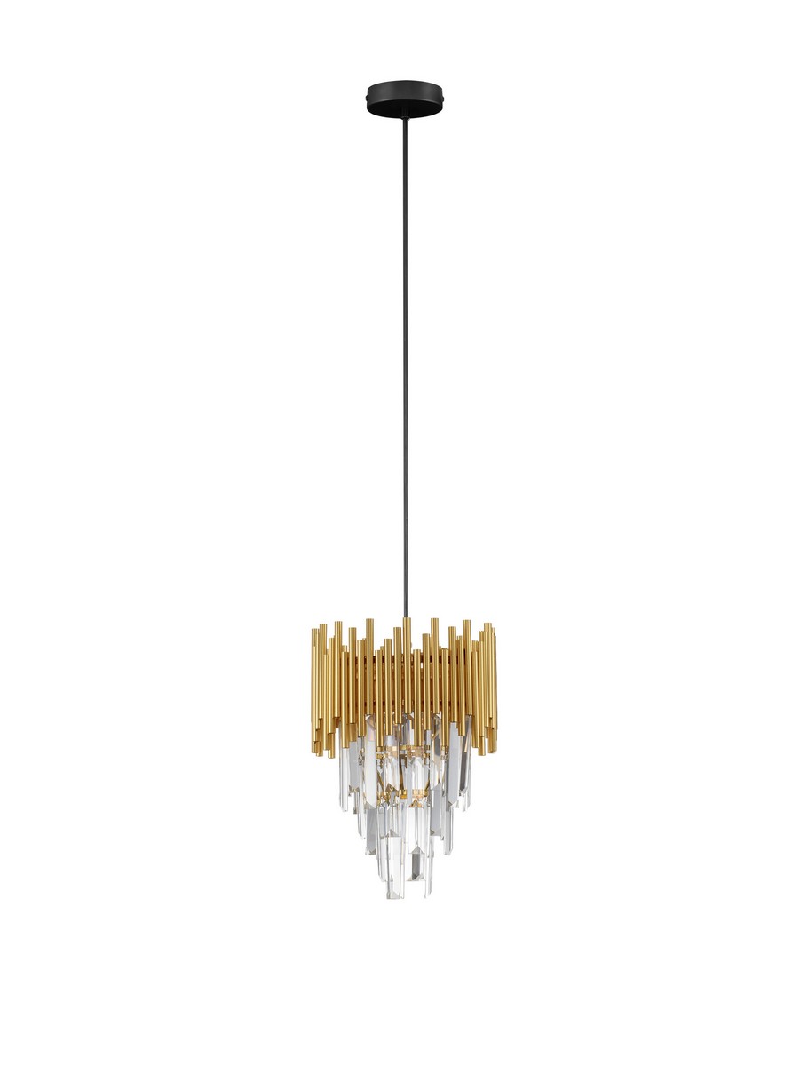 Luces Exclusivas PELAVRO Lampa Wisząca ø 24cm E14 aluminium/stal/kryształ złoty i odcienie złota LE45107