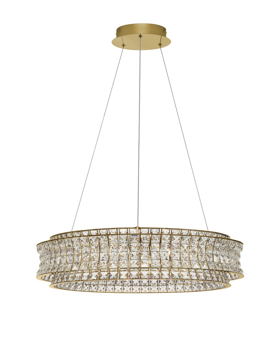 Luces Exclusivas ARONA Lampa Wisząca LED 74W 5920lm 3500K stal/kryształ złoty i odcienie złota LE45869