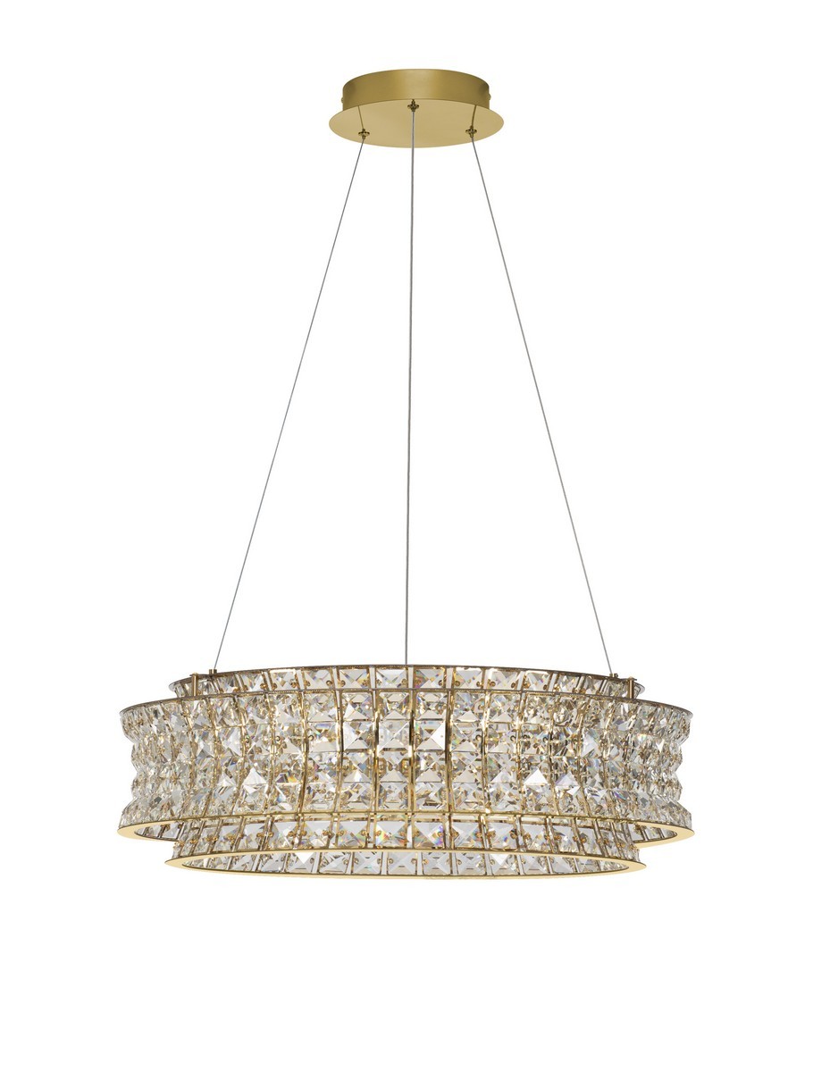 Luces Exclusivas ARONA Lampa Wisząca LED 56W 4592lm 3500K stal/kryształ złoty i odcienie złota LE45868