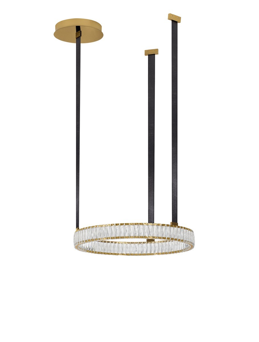 Luces Exclusivas CAMBRIL Lampa Wisząca LED 74W 5180lm 3000K aluminium/stal/kryształ/skóra złoty i odcienie złota LE45969