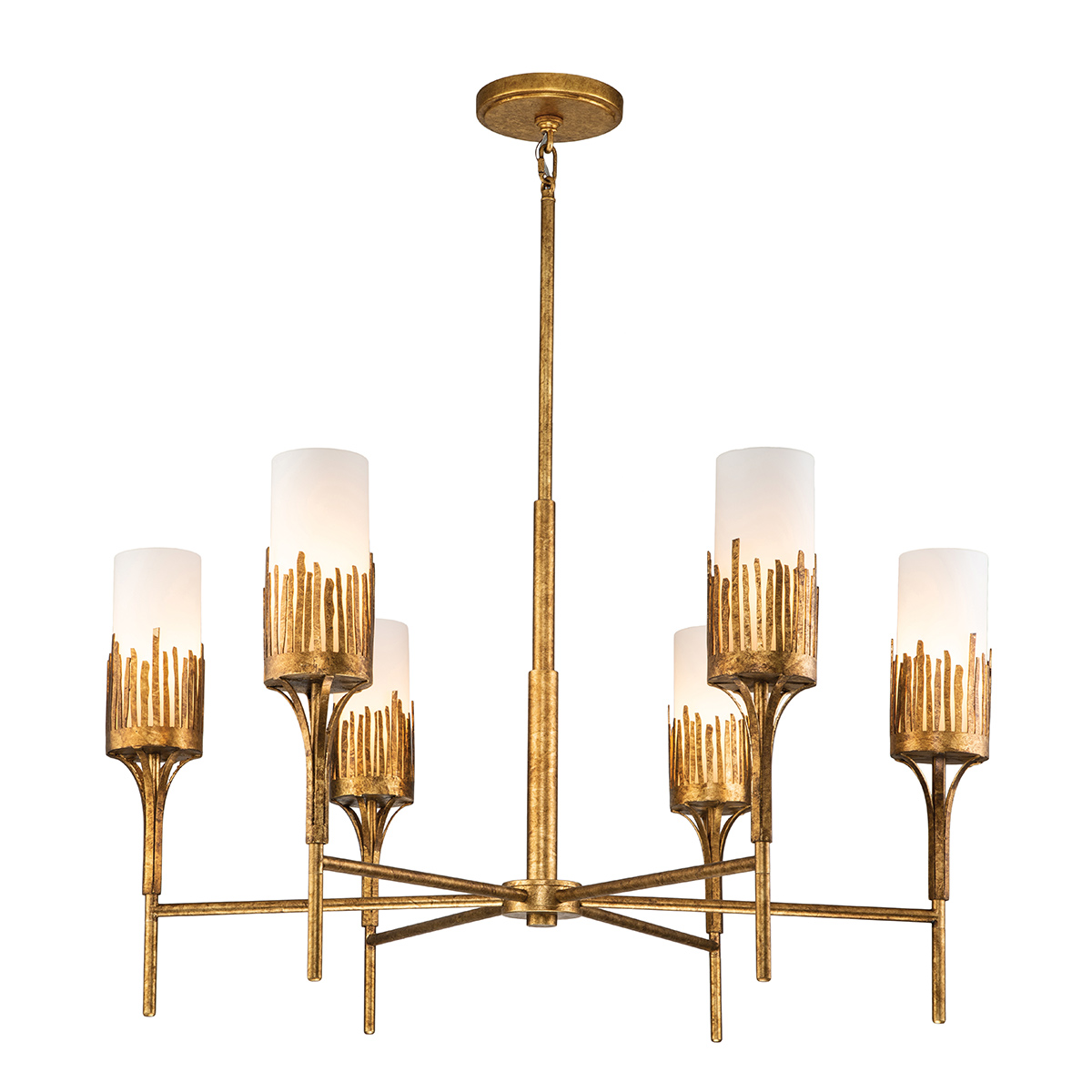Quintiesse Żyrandol Sawgrass 6 źródeł światła Płatkowe złoto Elstead Lighting QN-SAWGRASS-6-DG-O
