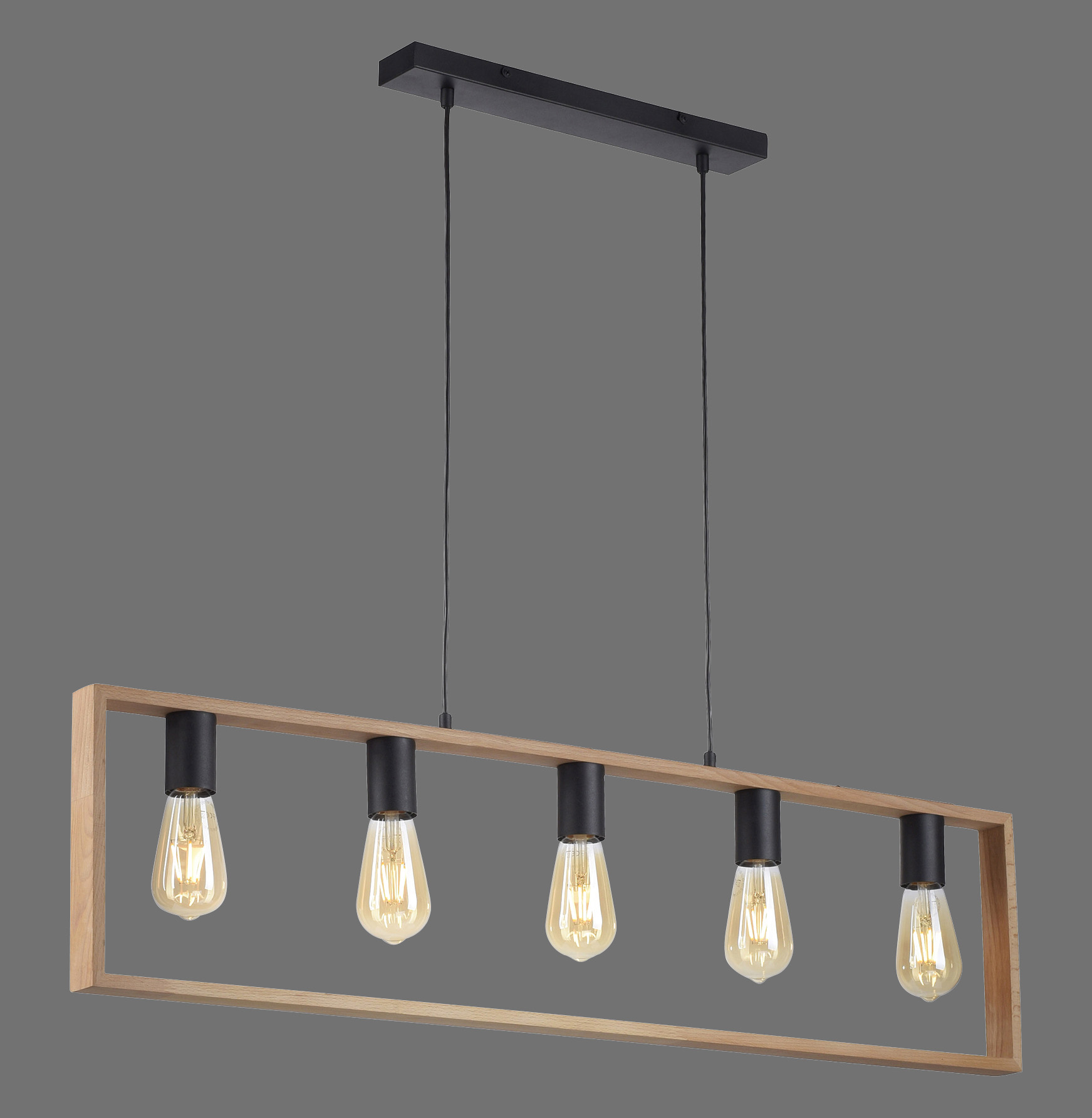 Paul Neuhaus Franky Lampa Wisząca Czarny/Drewno 15653-18