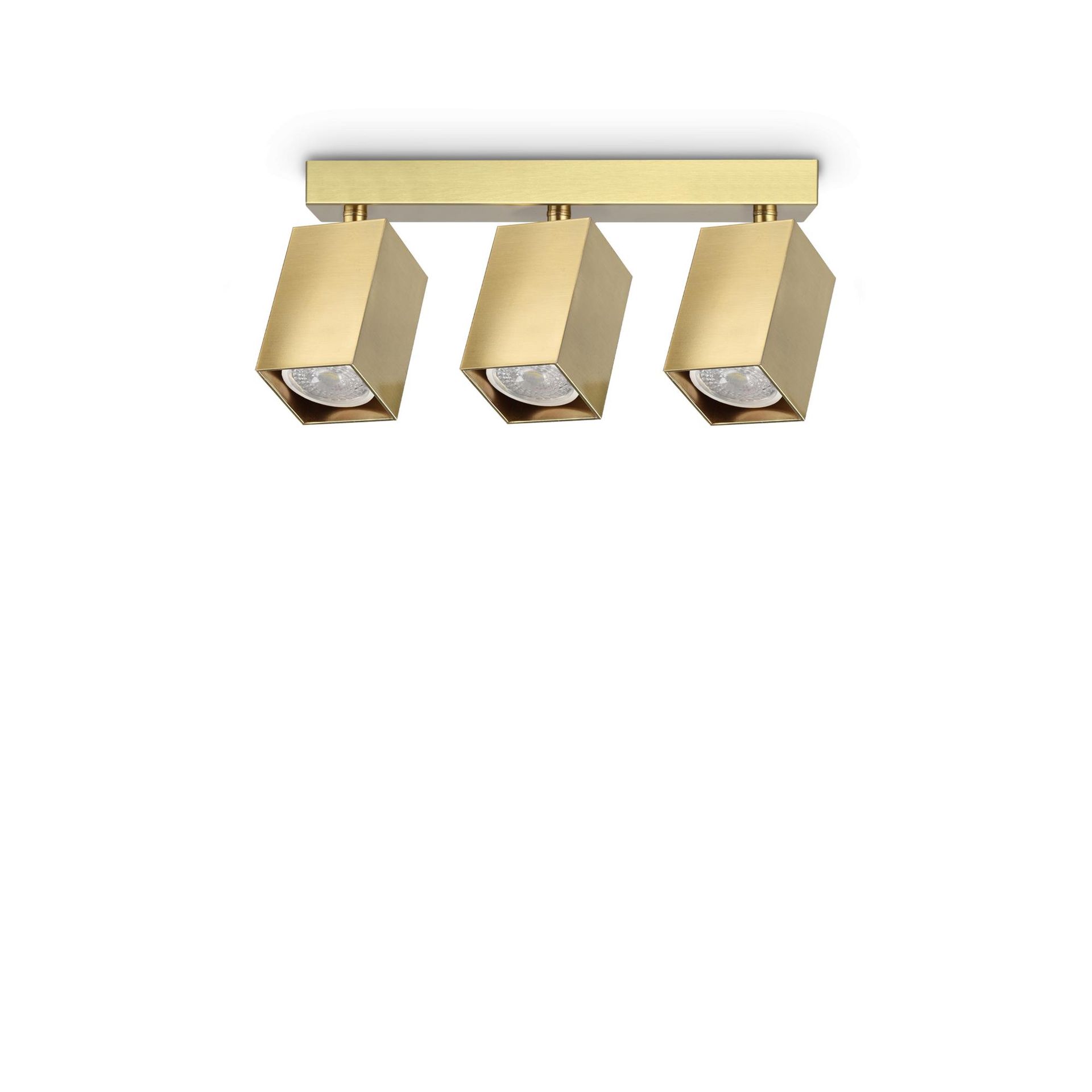 Ideal Lux Lampa Sufitowa DYNAMITE PL3 LINEAR SQUARE OTTONE Mosiądz 371283