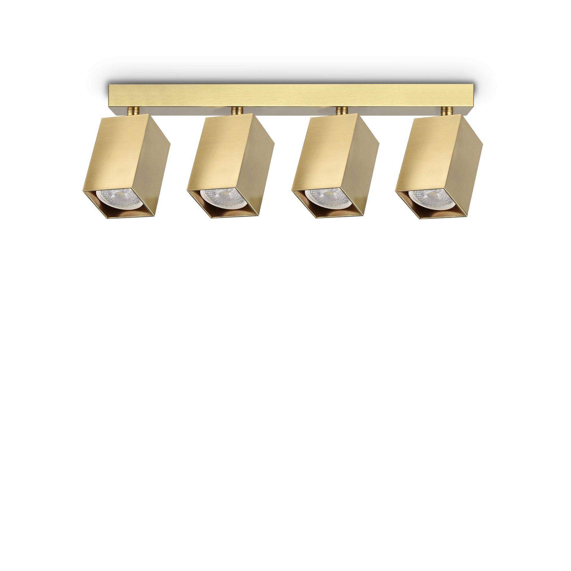Ideal Lux Lampa Sufitowa DYNAMITE PL4 LINEAR SQUARE OTTONE Mosiądz 371375