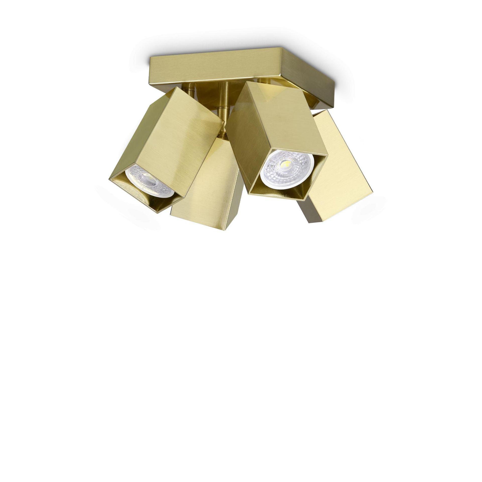 Ideal Lux Lampa Sufitowa DYNAMITE PL4 SQUARE OTTONE Mosiądz 371320