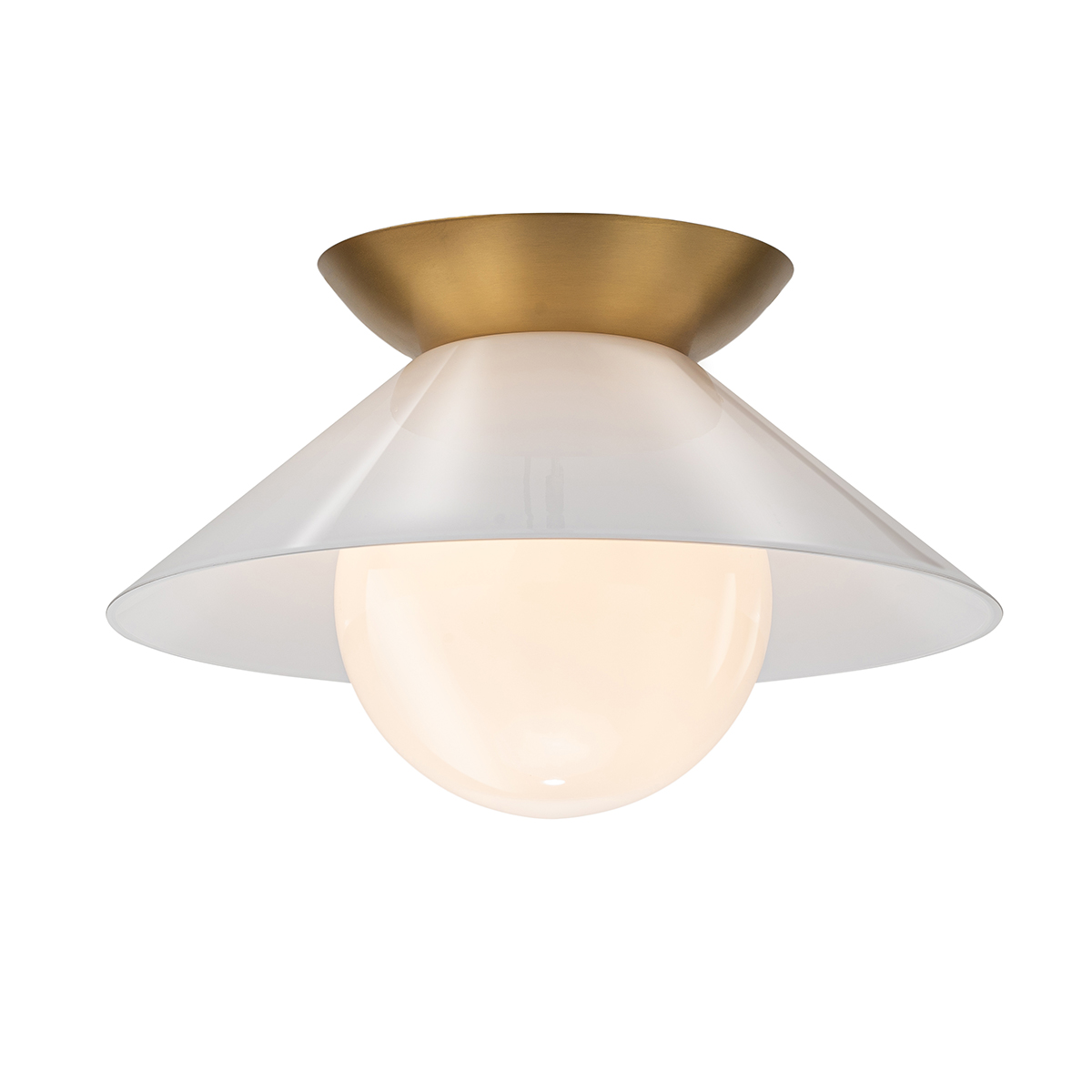 Quintiesse Plafon Saucer 1 źródło światła Postarzany mosiądz Elstead Lighting QN-SAUCER-FM-AB-OPAL
