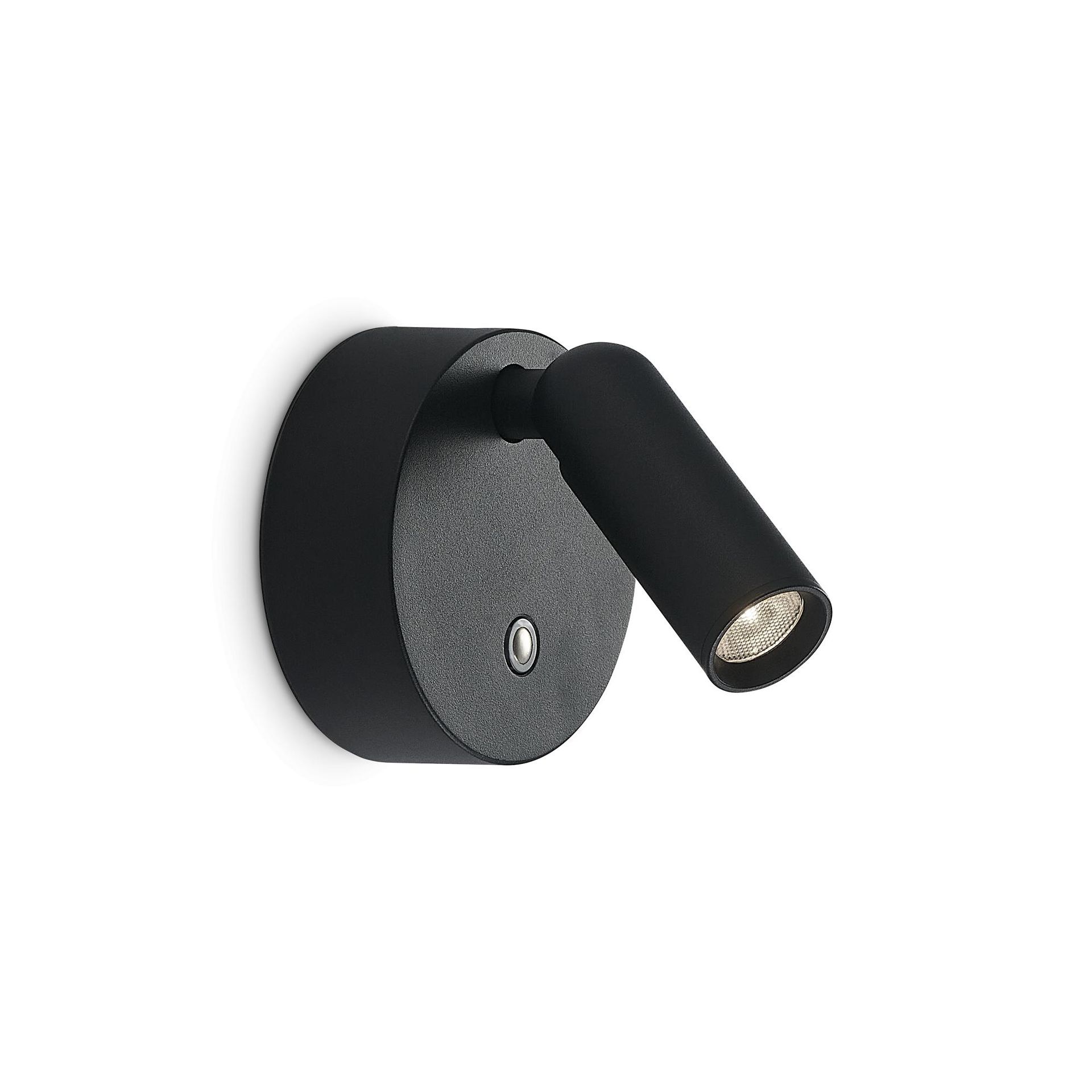 Ideal Lux Lampa Ścienna BEAN AP ROUND RECHARGEABLE NERO Czarny 350240