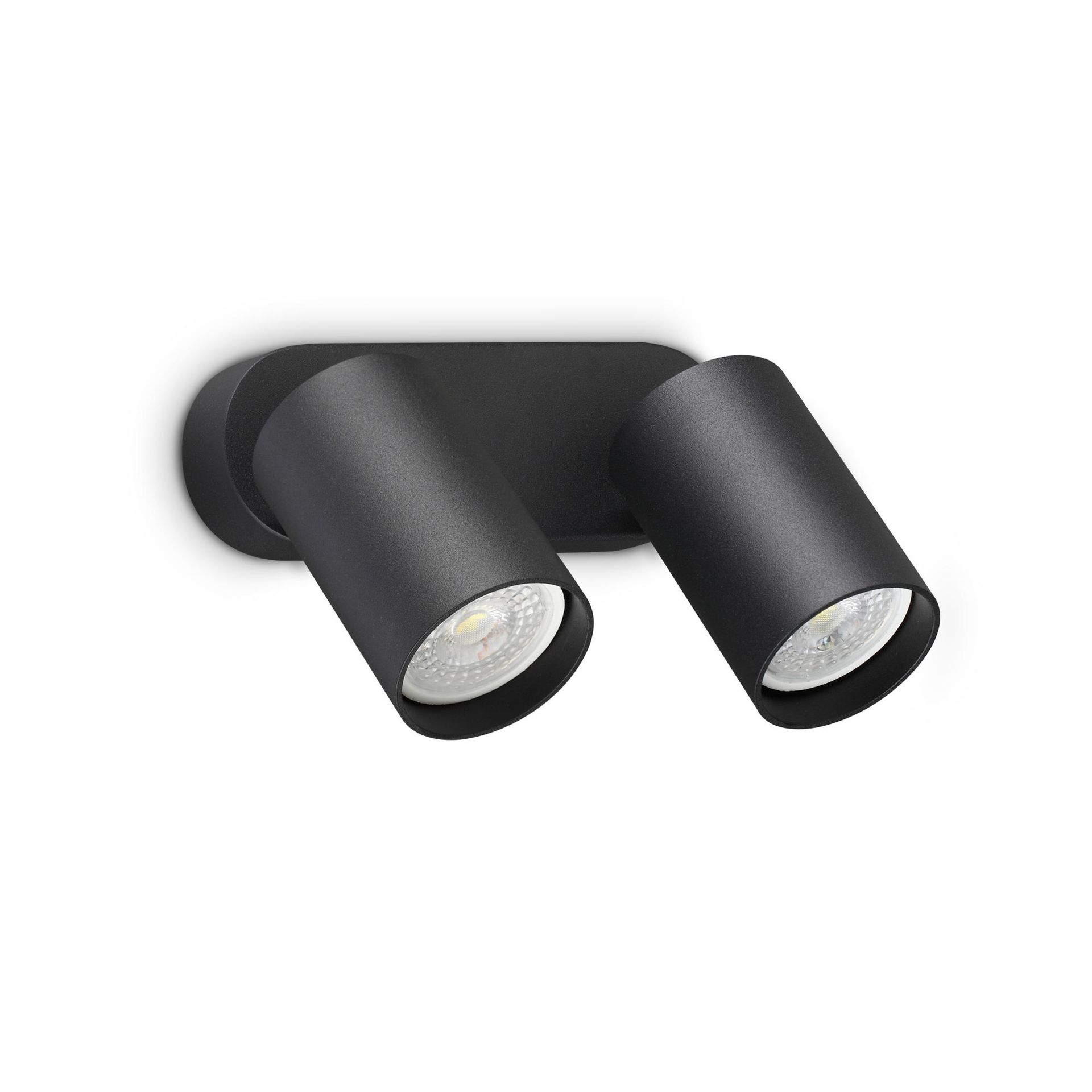 Ideal Lux Lampa Ścienna DYNAMITE AP2 ROUND NERO Czarny 367385
