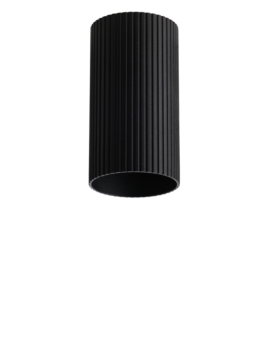 Azzardo LUCAS RIBBED TUBE 10 BK Czarny Mat Klosz Ryflowany Tuba do Skompletowania Lampy AZ6126