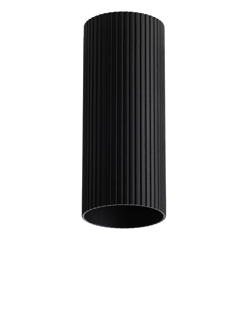 Azzardo LUCAS RIBBED TUBE 30 BK Czarny Mat Klosz Ryflowany Tuba do Skompletowania Lampy AZ6138