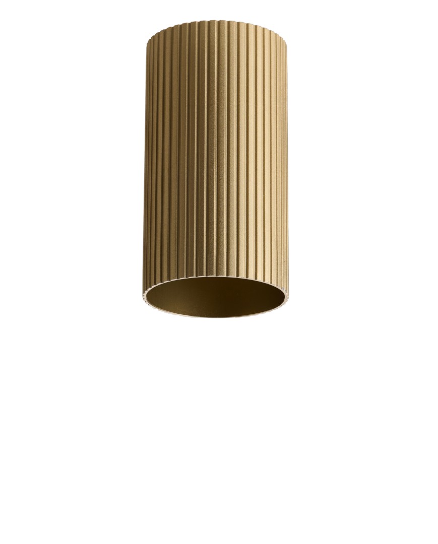 Azzardo LUCAS RIBBED TUBE 10 BRASS GOLD Mosiądz/Złoty Anodowany Klosz Ryflowany Tuba do Skompletowania Lampy AZ6128