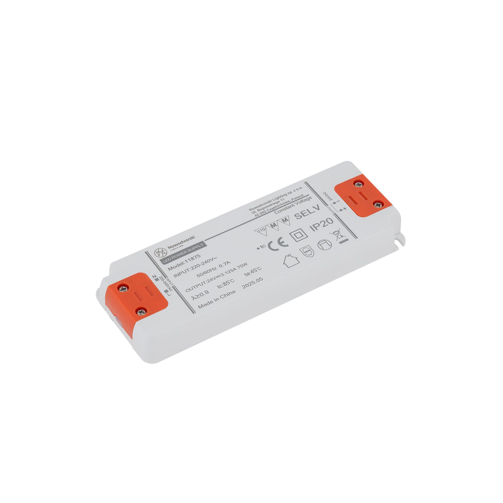 Nowodvorski 24V DC, 75W, POWER SUPPLY Zasilacze Max moc 75W Biały 11875