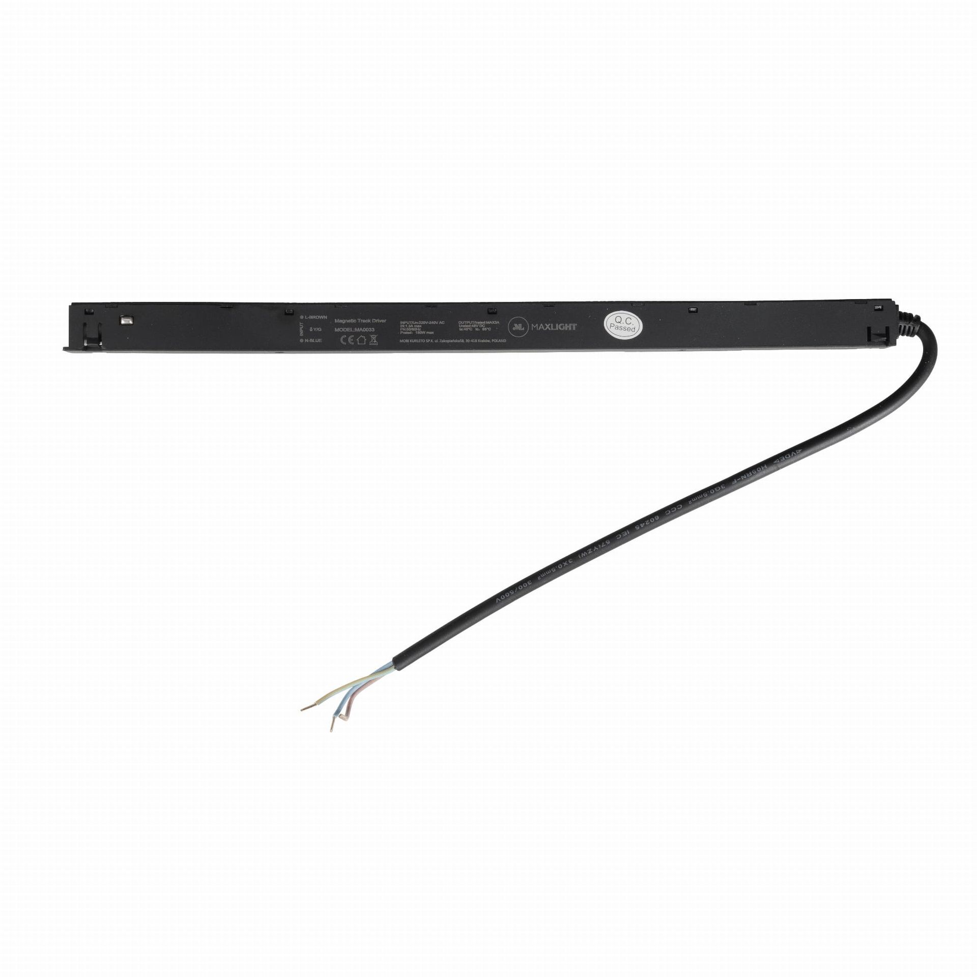 Maxlight Zasilacz Wewnętrzny Płaski 150W Do Szyn Magnetycznych Czarny MA0033