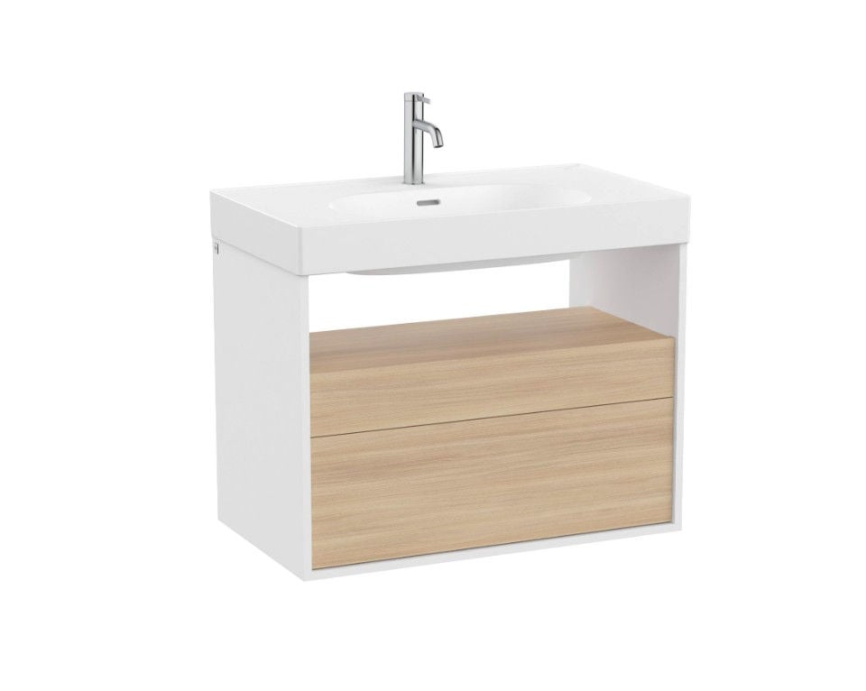 Szafka łazienkowa pod umywalkę Roca Meridian 80 cm biały mat/olcha A858107607
