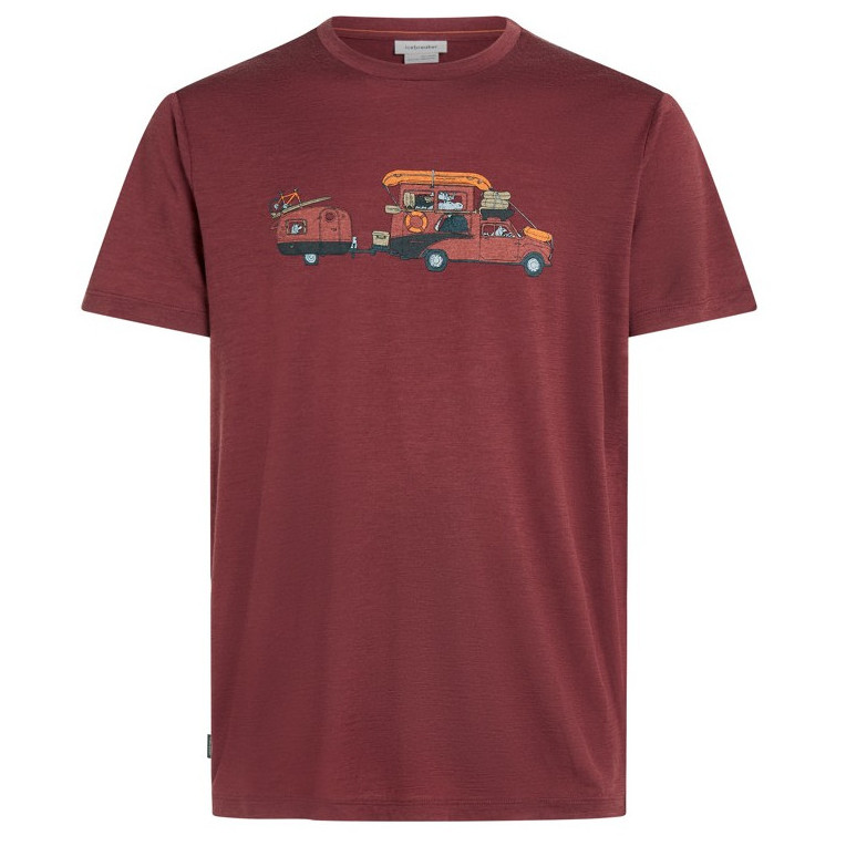 Męska koszulka Icebreaker Men Merino 150 Tech Lite SS Tee Transportage Rozmiar: XL / Kolor: bordowy