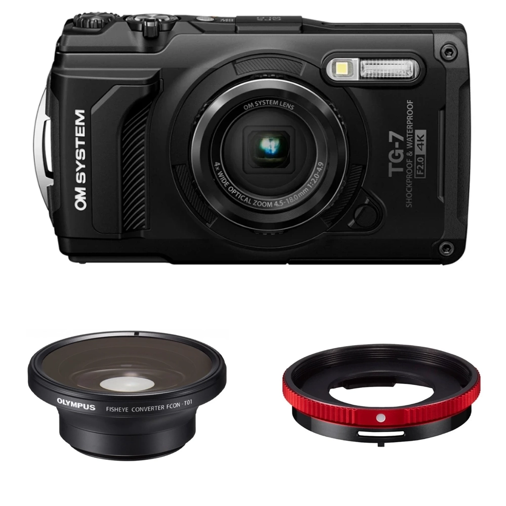 OM System TOUGH TG-7+CLA-T01 Adapter+FCON-T01 Converter czarny