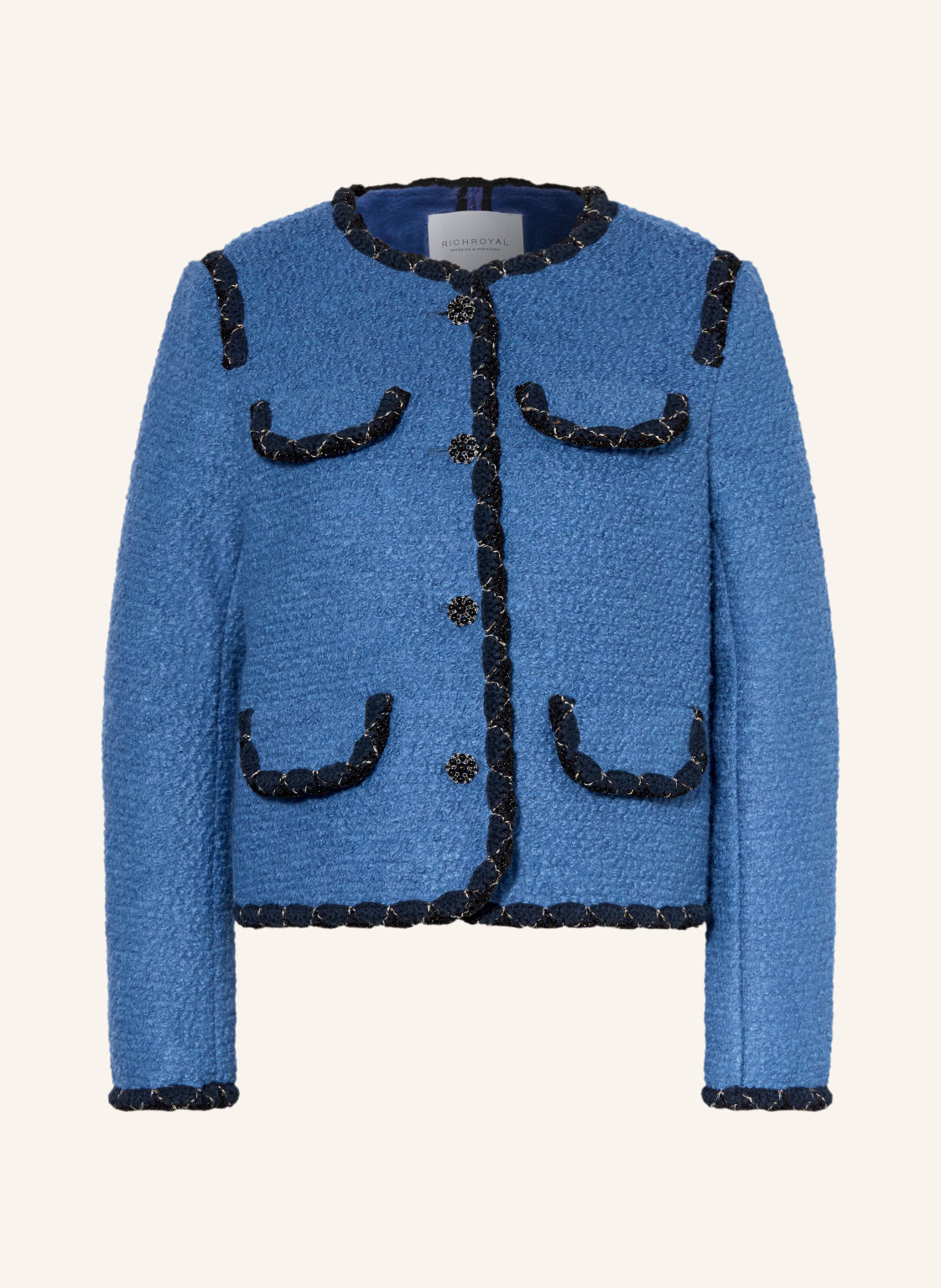 Rich & Royal Marynarka Z Tkaniny Bouclé blau