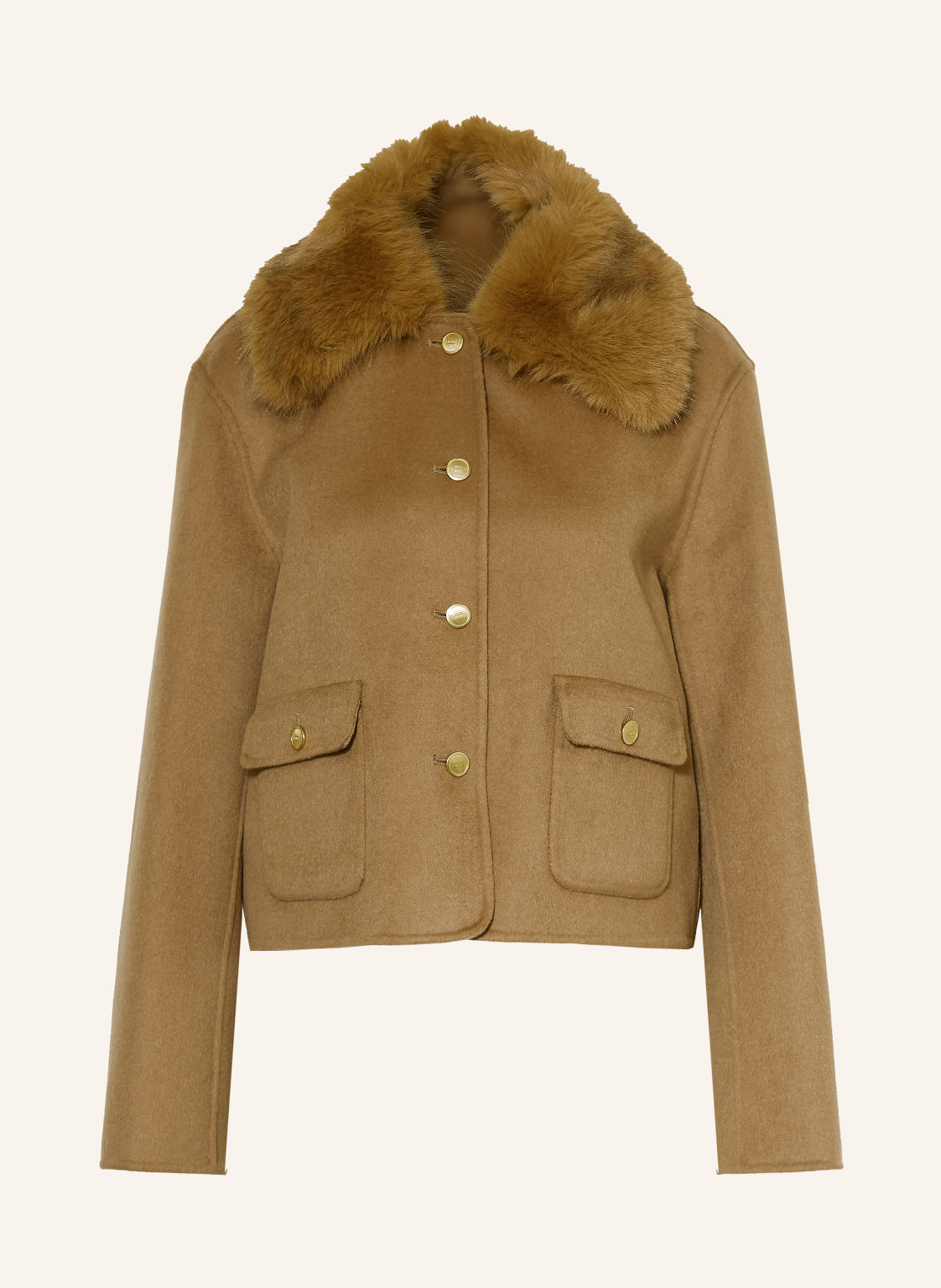 Tommy Hilfiger Kurtka Pudełkowa Z Odpinanym Kołnierzem Ze Sztucznego Futra braun