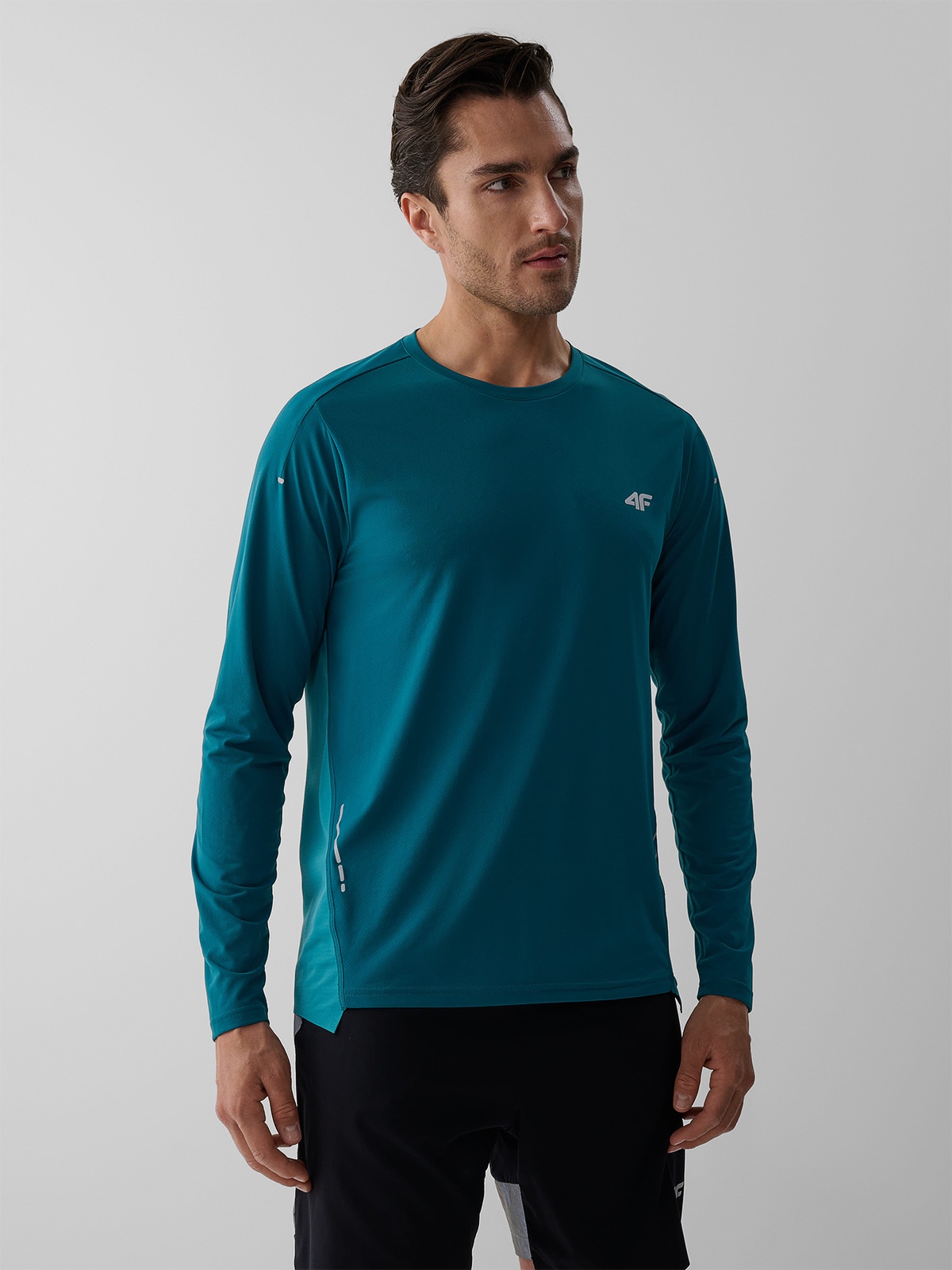 4F Longsleeve do biegania szybkoschnący męski - turkusowy XL