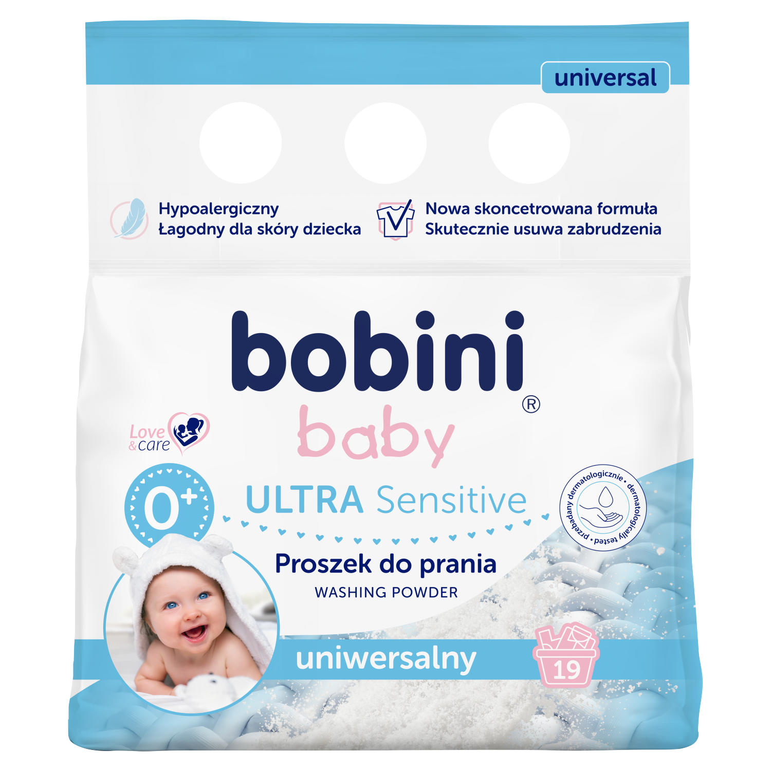 Bobini Baby Ultra Sensitive, hypoalergiczny proszek do prania, uniwersalny, od urodzenia, 1,425 kg