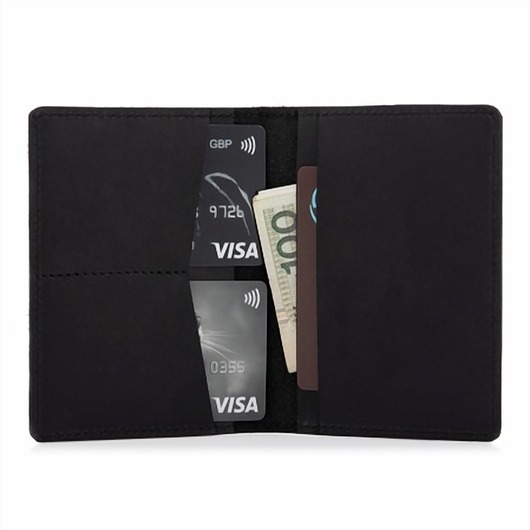 Portfel męski Slim Wallet na dokumenty i kary czarny ZC02B