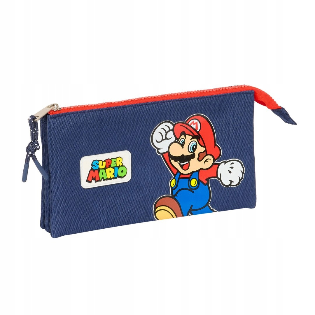 PIÓRNIK SASZETKA 3 PRZEGRODY POTRÓJNY - SUPER MARIO BROS GAME