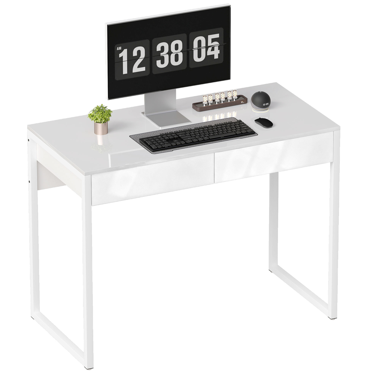 Biurko HOMCOM 100 x 50 x 75 cm z 2 szufladami, do małych pomieszczeń, białe