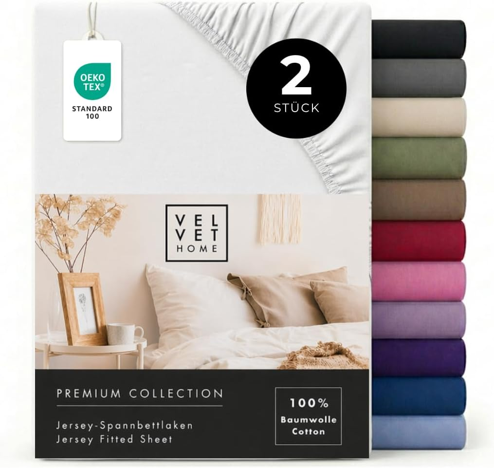 Prześcieradło z gumką 90x200 cm bawełna jersey 2 szt. biały