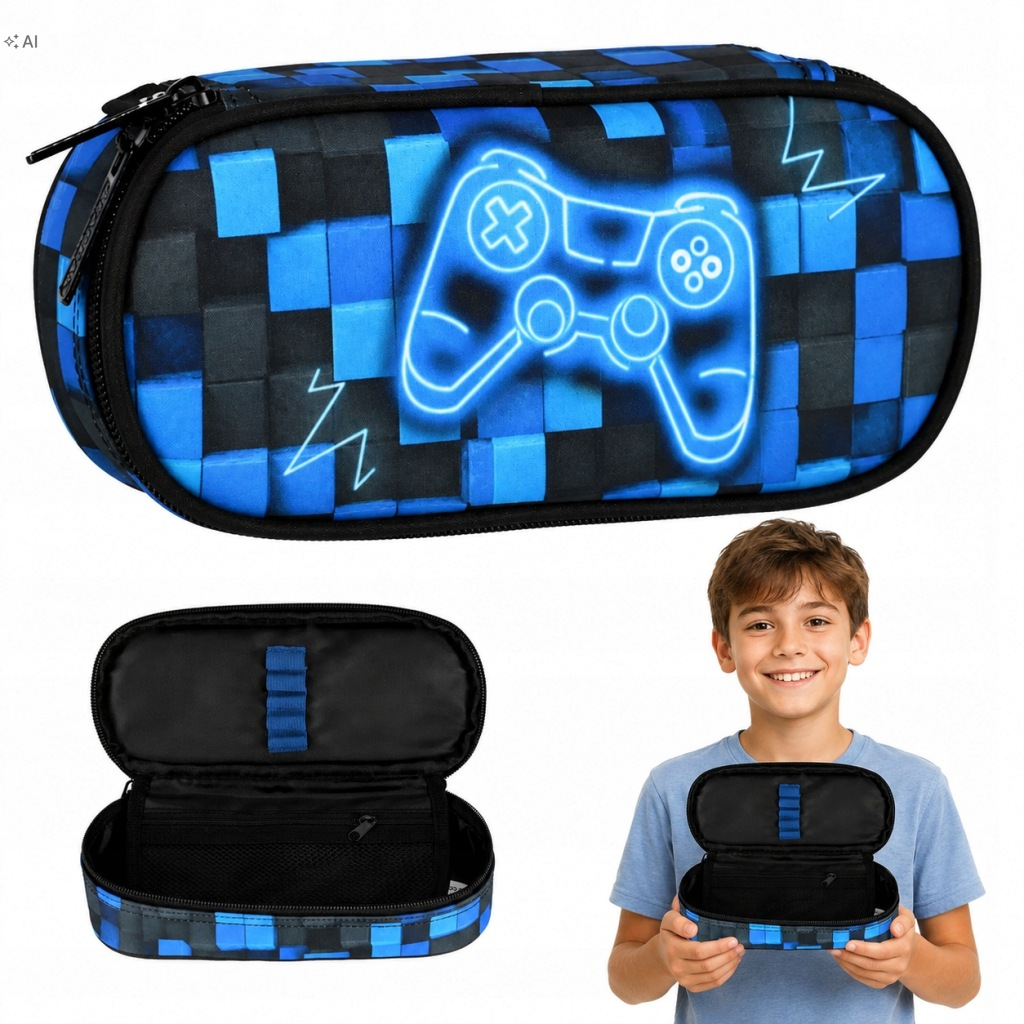 PIÓRNIK SZKOLNY DLA CHŁOPCA GAMER PAD SASZETKA TRZYKOMOROWY DUŻY STARPAK