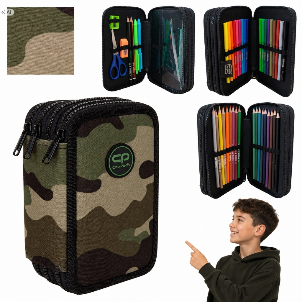 PIÓRNIK SZKOLNY SASZETKA TRZYKOMOROWY DO SZKOŁY POTRÓJNY DUŻY COOLPACK