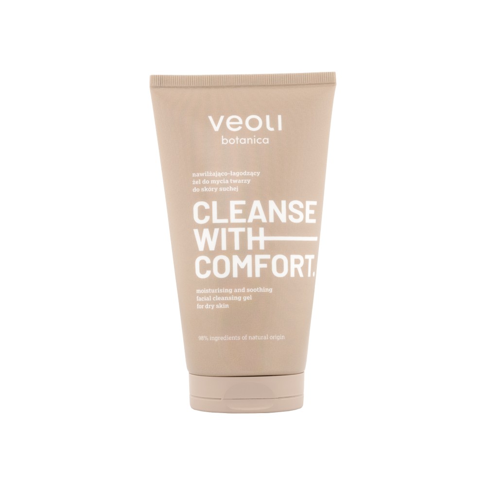 Veoli Botanica Cleanse With Comfort Nawilżająco-Łagodzący Żel do Mycia Twarzy do Skóry Suchej 150ml