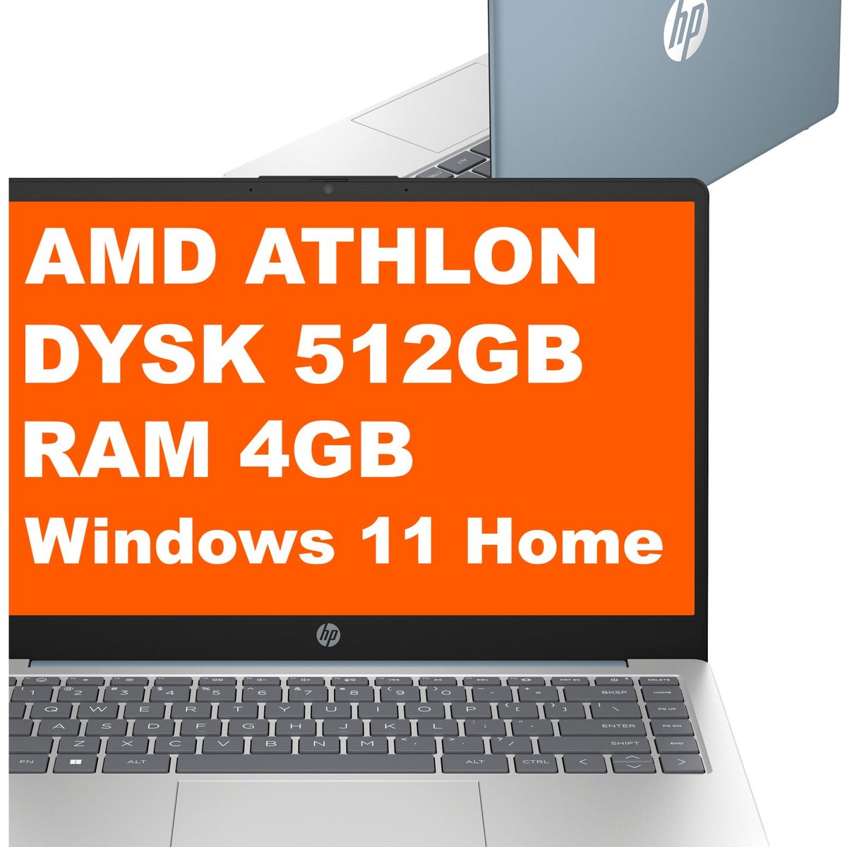 HP Laptop 14-em0002wm / CF2F1UA / AMD Athlon / 4GB / 512GB / Radeon 610M / HD / Win 11 / Niebieski