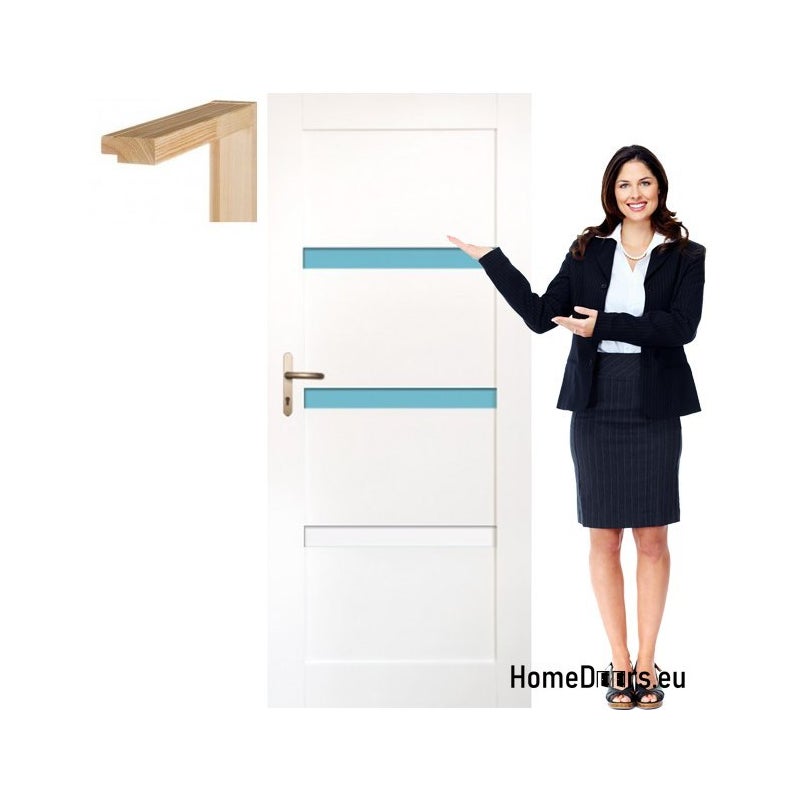 HOMEDOORS Drzwi drewniane z ościeżnicą szybą kolorowe OV2 70 Lewe