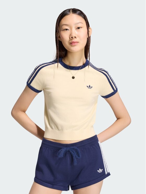 adidas T-Shirt KS7376 Kremowy Slim Fit