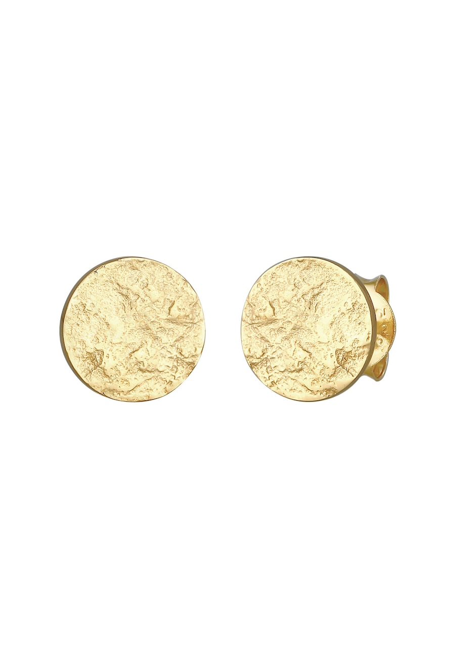 Elli Damskie kolczyki sztyfty płytka młotkowana Antique Trend ze srebra próby 925 Sterling Silver Kolczyki 1 ct