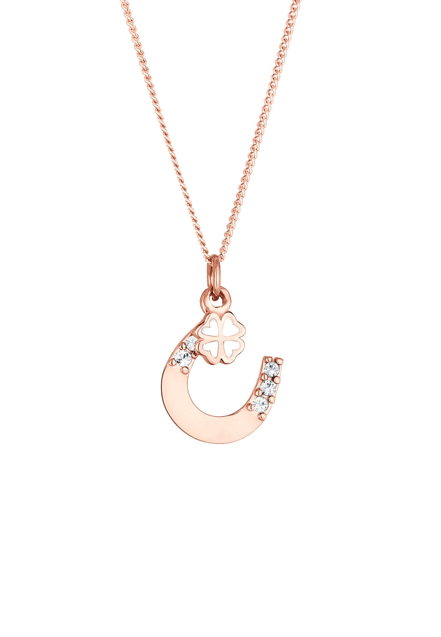Elli Damski wisiorek podkowa z kryształami, srebro 925 Sterling Silver Naszyjniki 1 ct