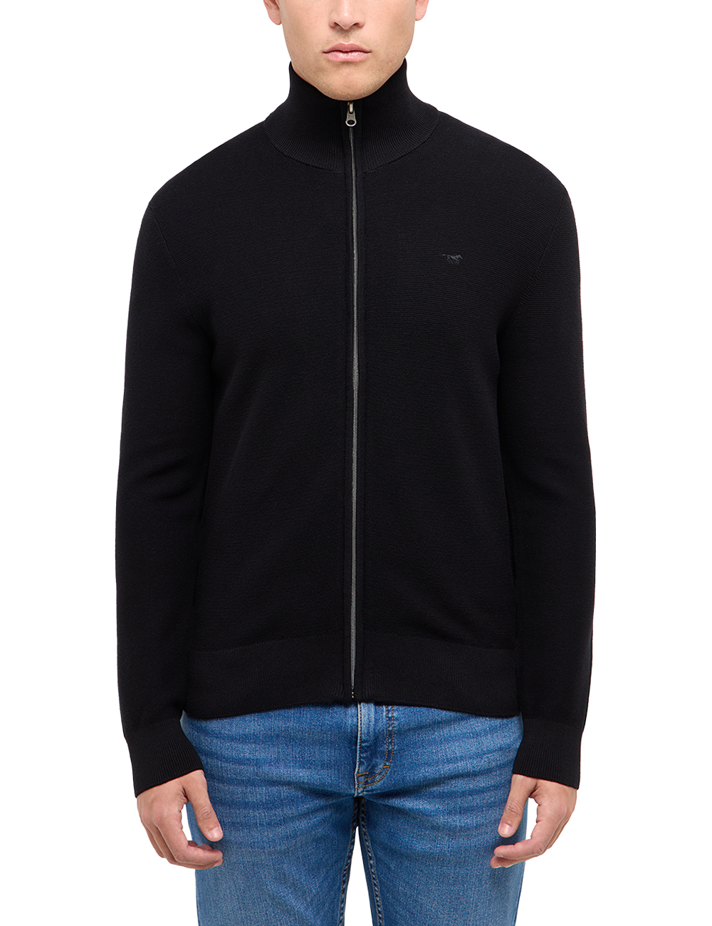 Mustang Escondido Black czarny sweter męski zapinany na zamek