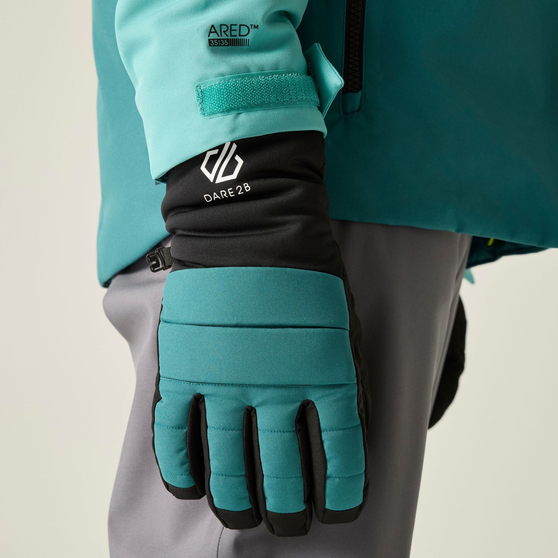 Dare 2b Rękawiczki narciarskie unisex Freeride II z membraną 35/35 Zielony, Rozmiar: XS