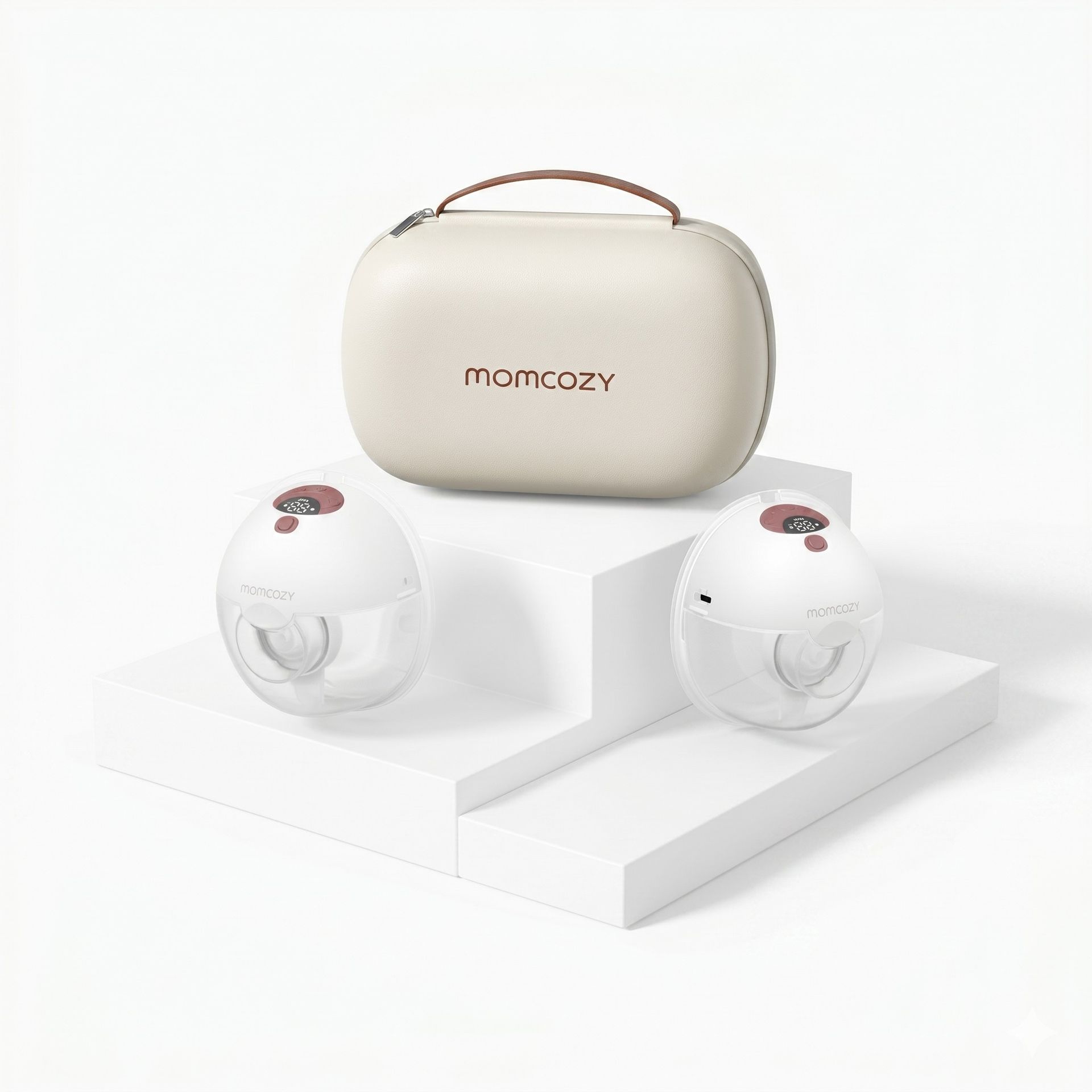 Momcozy M5 Smart Wearable Breast Pump – Laktator muszlowy Sterowanie aplikacją, bezprzewodowy, podwójny, kolor czerwony BP380-MR71000B00105-C
