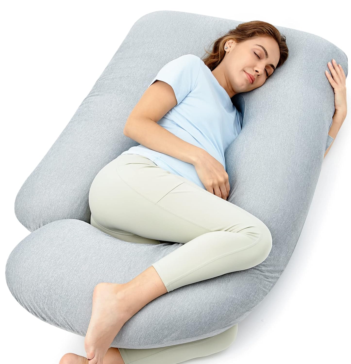 Momcozy PP102 Szara Poduszka ciążowa w kształcie litery U PP102-GR00NB-A